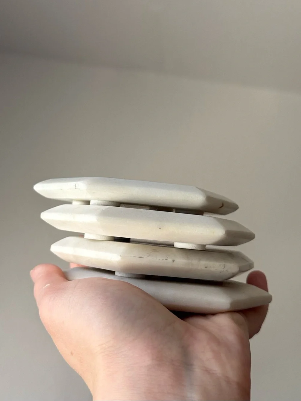 Set of 4 Marble Stone White Coaster Set